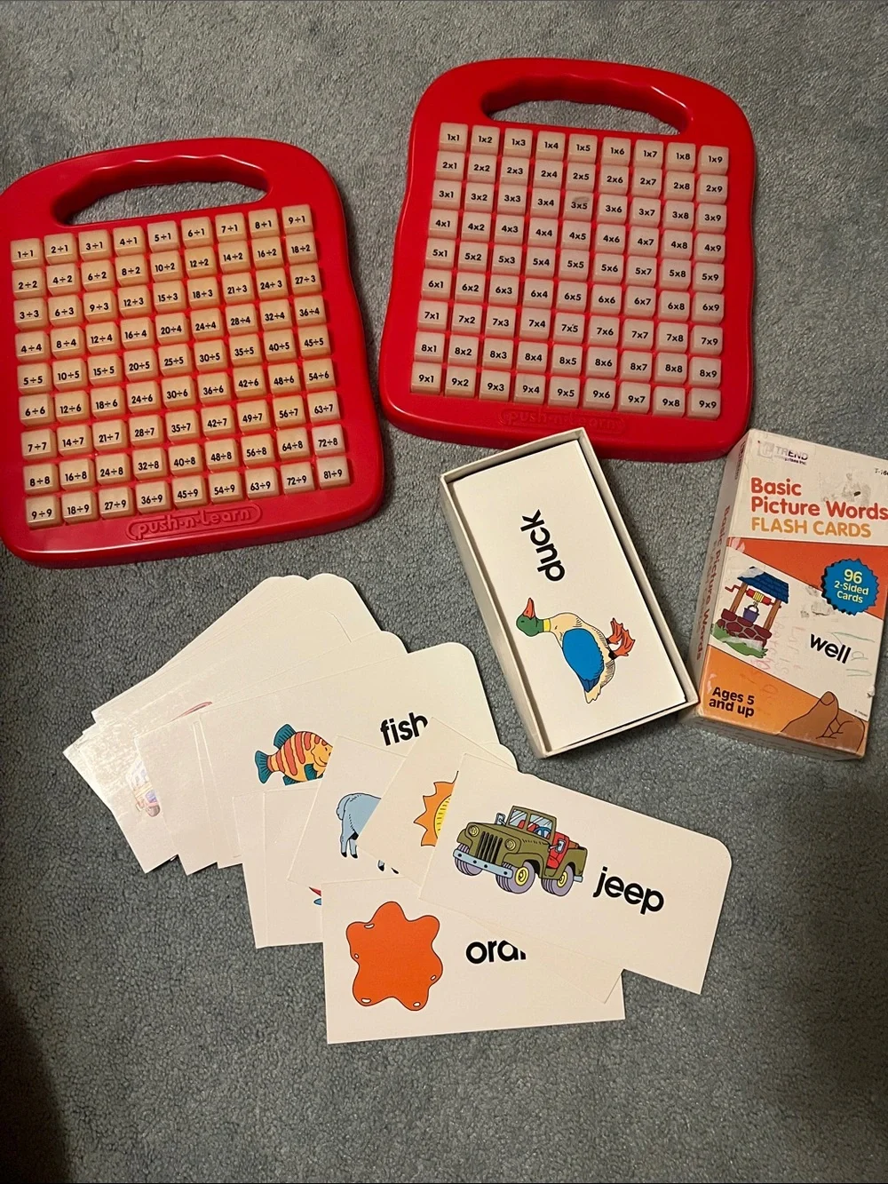 Vintage Educational Kids Flash Cards & Number Learning Boards